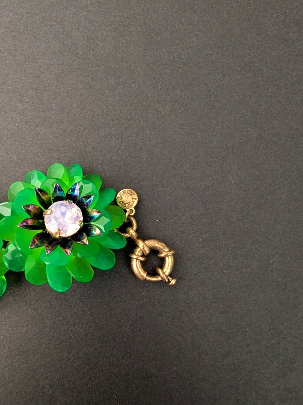 J.Crew bright green resin zinnia flower statement bracelet - Picture 9 of 12